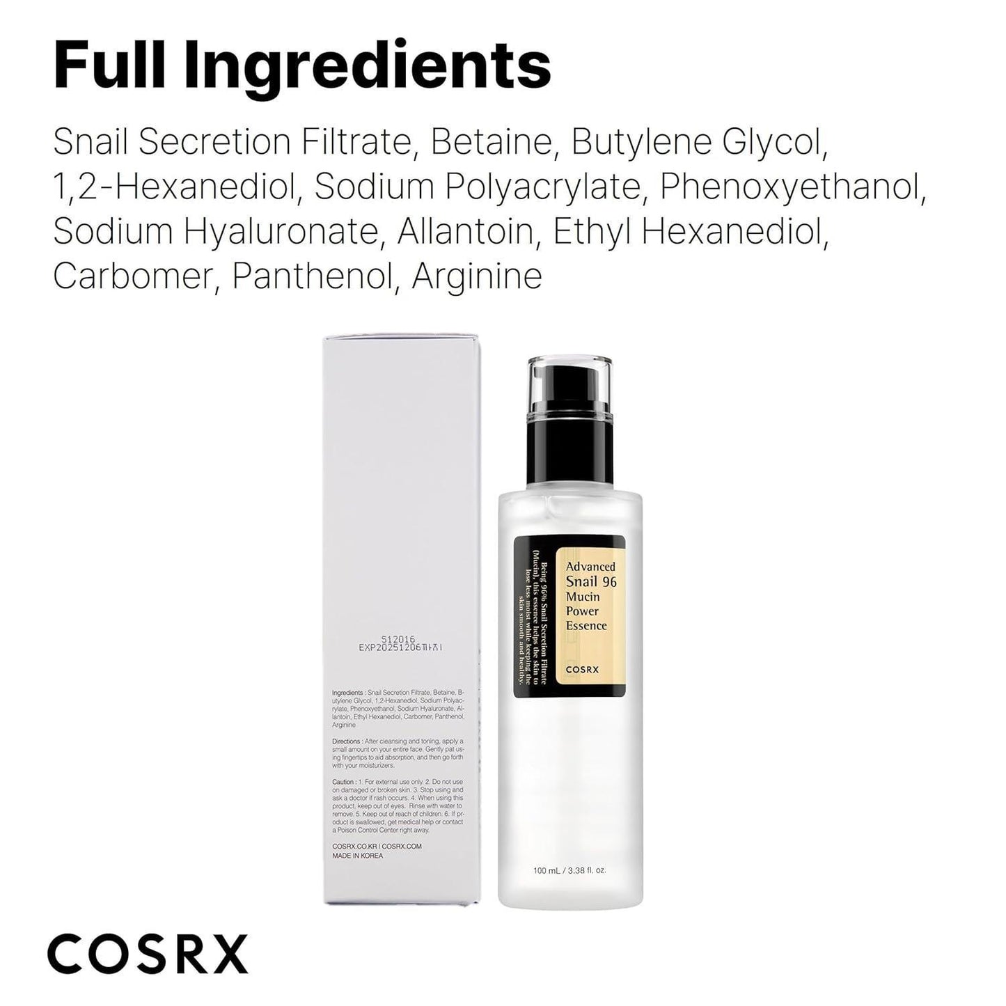 [Cosrx] خلاصة الحلزون المتقدم 96 Mucin Power Essence 100 مل